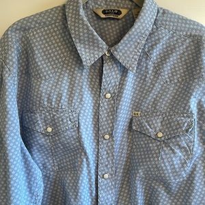 UO men’s Salt Valley Western shirt, pearl snap- Blue and Ivory Floral, men’s XL